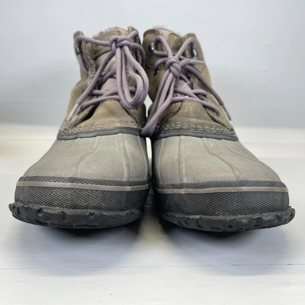 UGG Zetik Waterproof Duck Boots Mens Size 11 Brown Leather Gray Lace Up Shoes